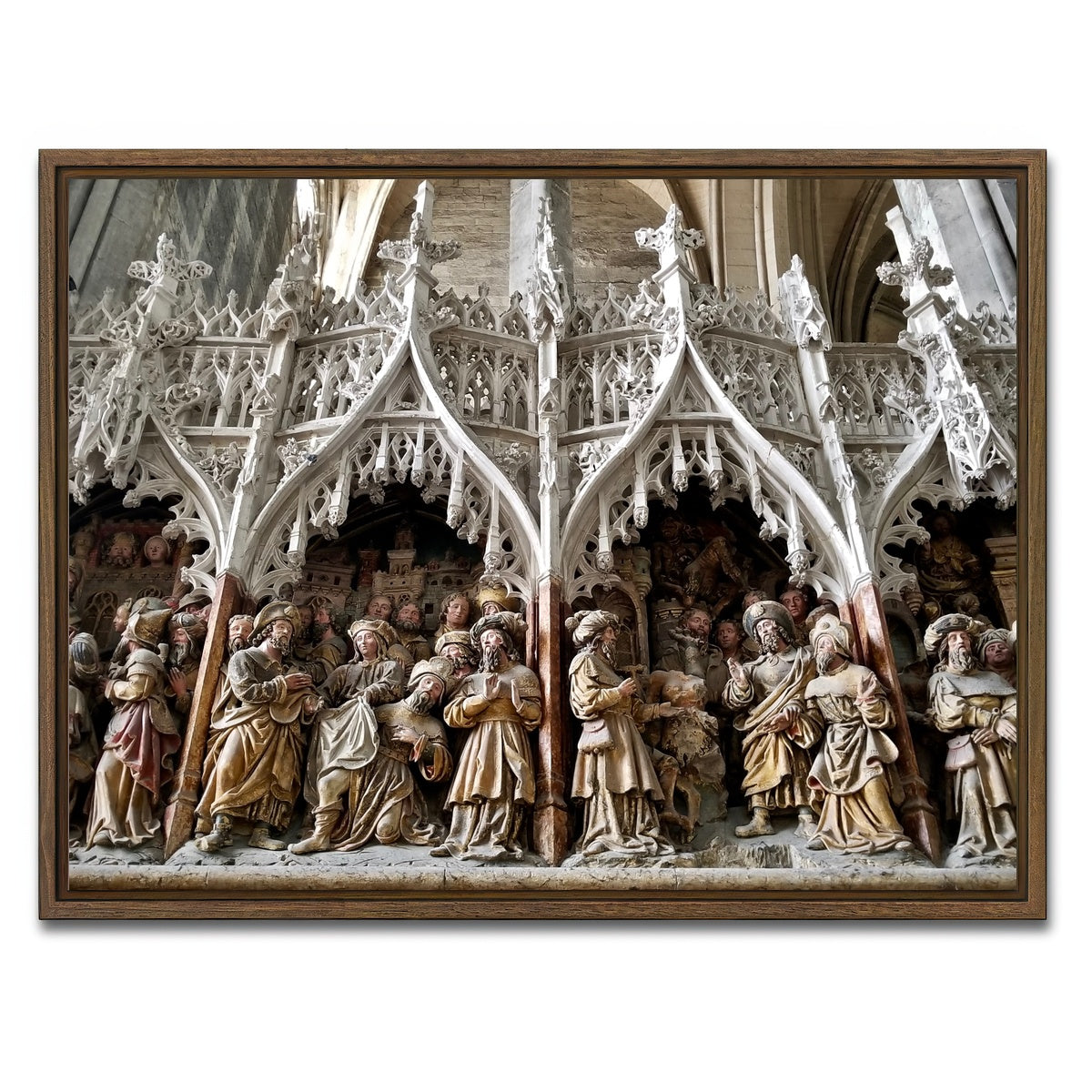 AUTO-MOCKUP WHITE | Rouen Cathedral Art | 1 Piece | Walnut Framed Canvas | group=4x3