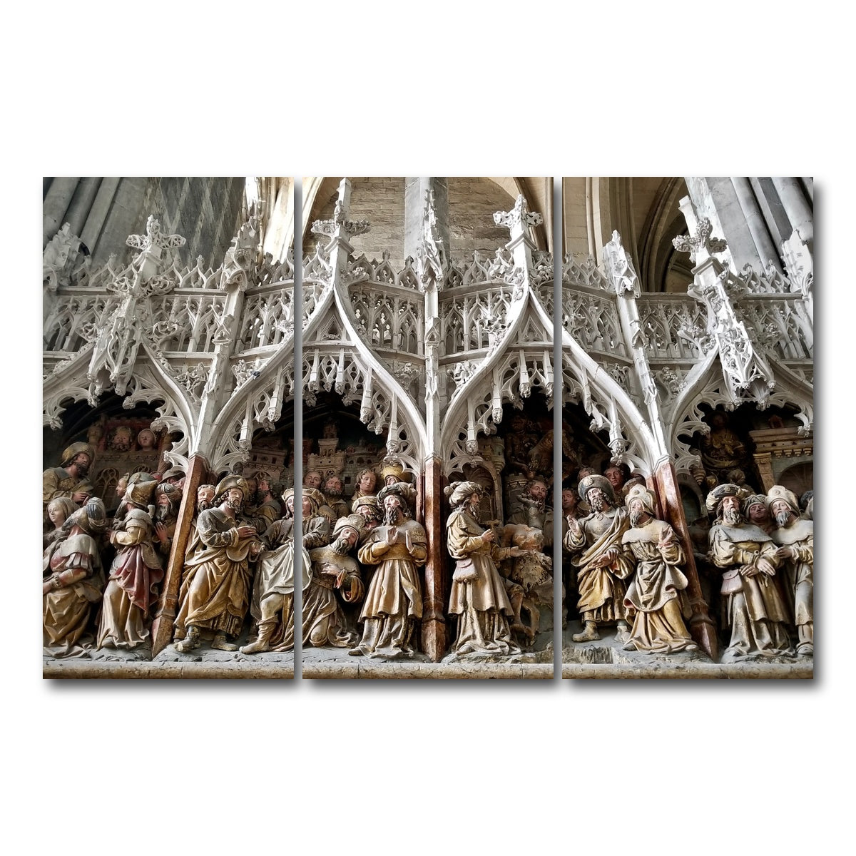 AUTO-MOCKUP WHITE | Rouen Cathedral Art | 3 Piece | Gallery Wrap Canvas | group=12x24