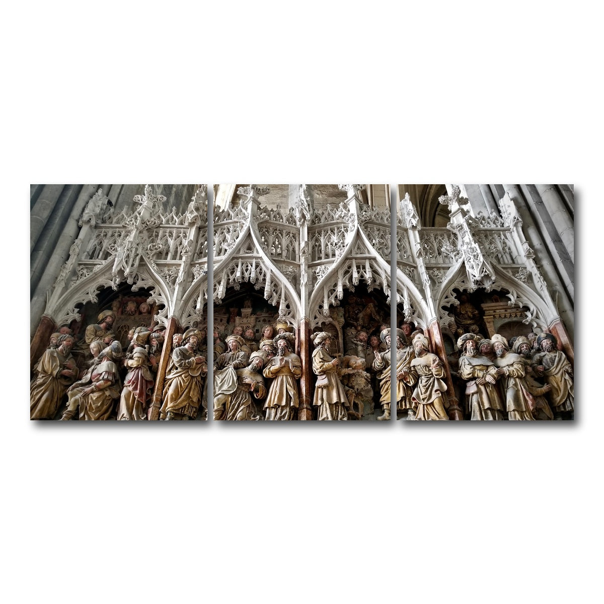AUTO-MOCKUP WHITE | Rouen Cathedral Art | 3 Piece | Gallery Wrap Canvas | group=18x24