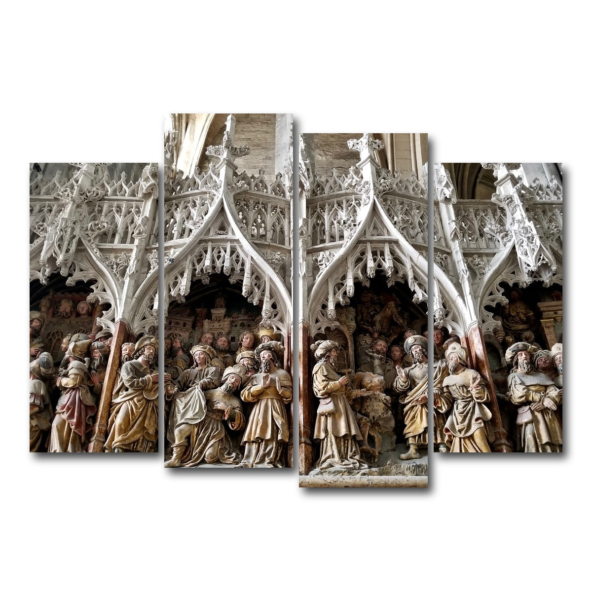 AUTO-MOCKUP WHITE | Rouen Cathedral Art | 4 Piece | Gallery Wrap Canvas | group=4_normal