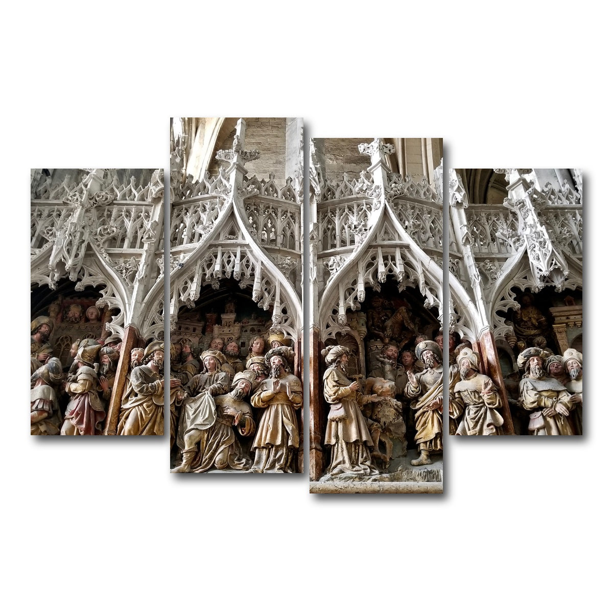 AUTO-MOCKUP WHITE | Rouen Cathedral Art | 4 Piece | Gallery Wrap Canvas | group=4_short