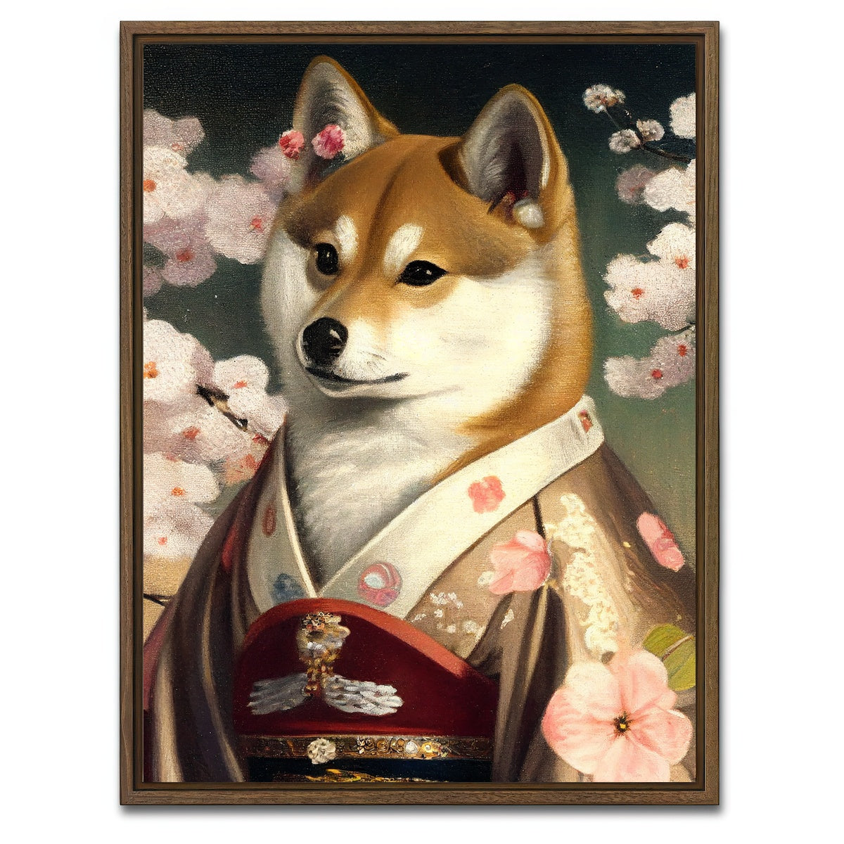 AUTO-MOCKUP WHITE | Royal Pets Shiba Inu | 1 Piece | Walnut Framed Canvas | group=3x4