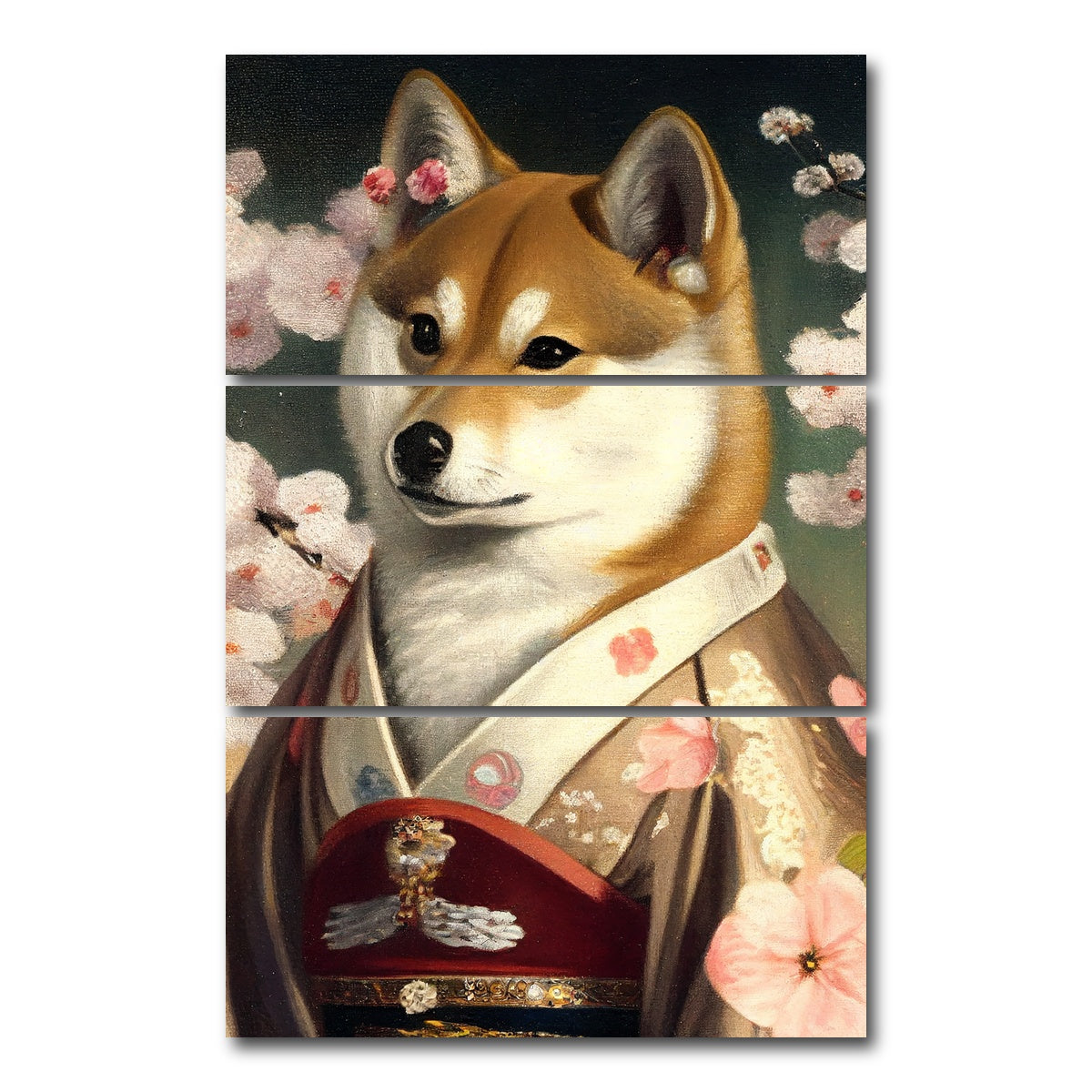 AUTO-MOCKUP WHITE | Royal Pets Shiba Inu | 3 Piece | Gallery Wrap Canvas | group=12x24_stacked