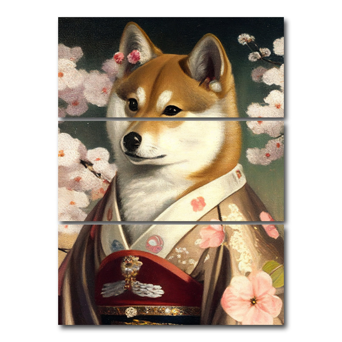 AUTO-MOCKUP WHITE | Royal Pets Shiba Inu | 3 Piece | Gallery Wrap Canvas | group=8x18_stacked
