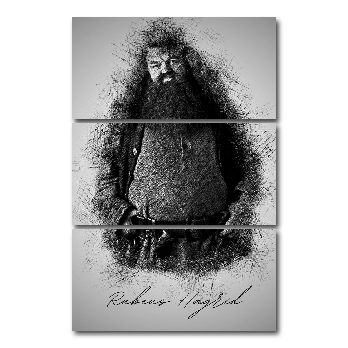 AUTO-MOCKUP WHITE | Rubeus Hagrid | 3 Piece | Gallery Wrap Canvas | group=12x24_stacked