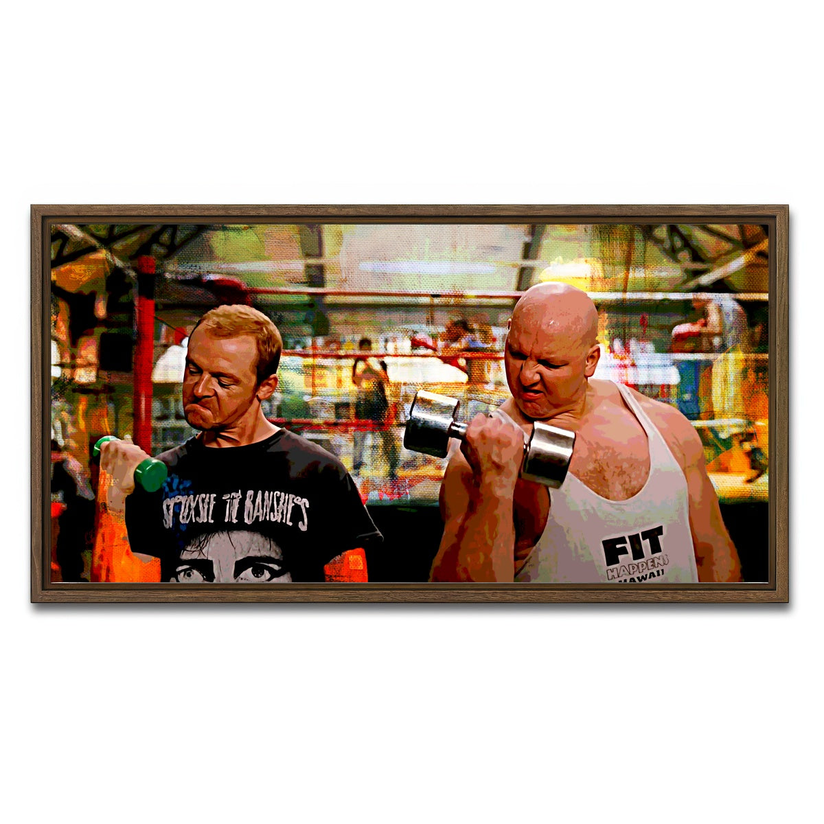 AUTO-MOCKUP WHITE | Run Fatboy Run Dumbbells | 1 Piece | Walnut Framed Canvas | group=2x1