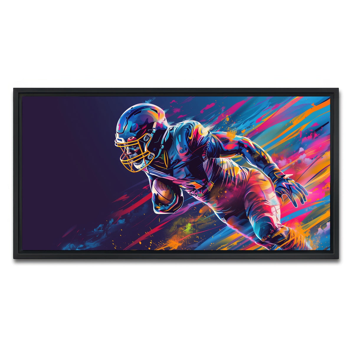 AUTO-MOCKUP WHITE | Running Back Art | 1 Piece | Black Framed Canvas | group=2x1