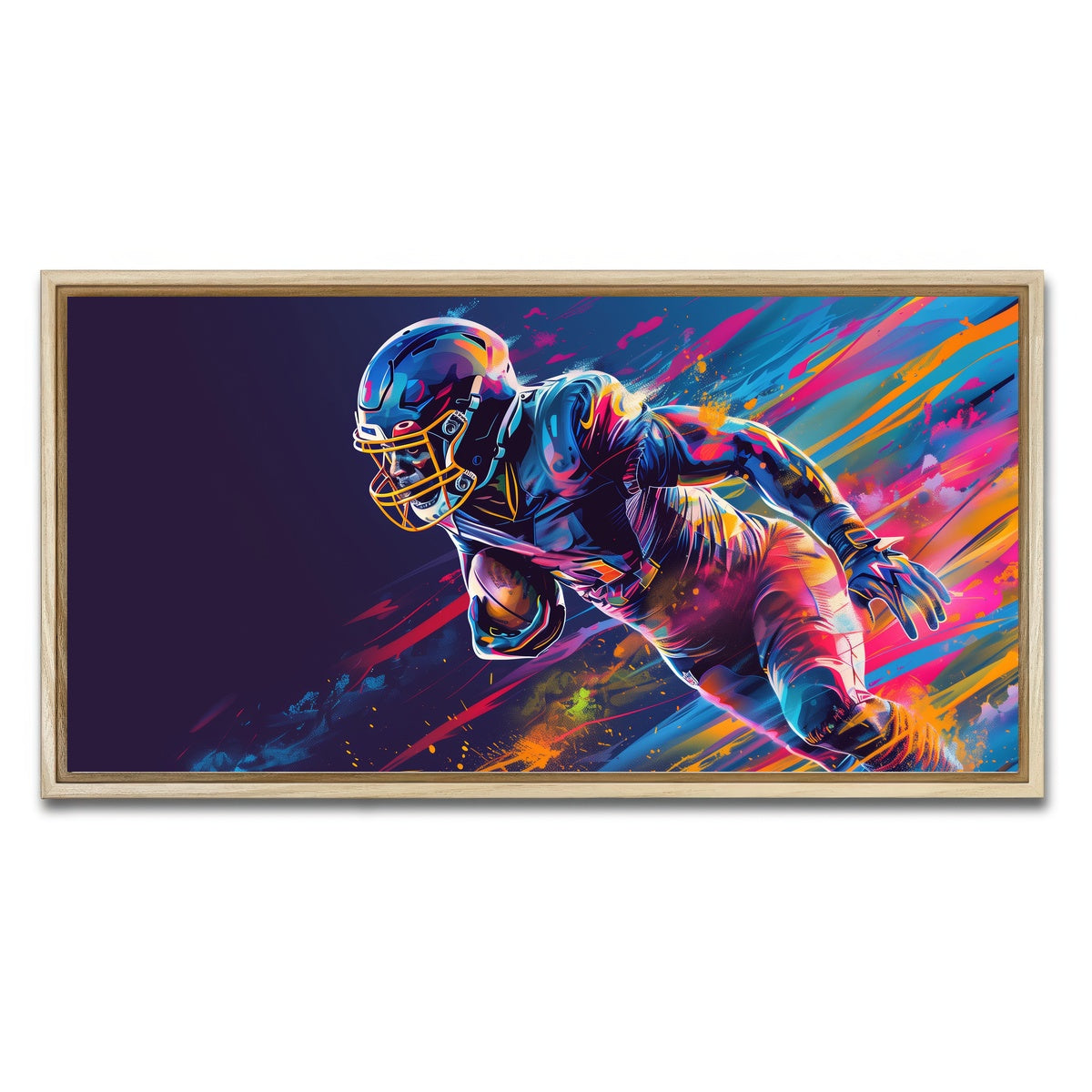 AUTO-MOCKUP WHITE | Running Back Art | 1 Piece | Natural Framed Canvas | group=2x1