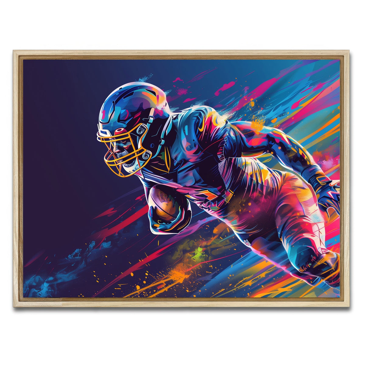 AUTO-MOCKUP WHITE | Running Back Art | 1 Piece | Natural Framed Canvas | group=4x3