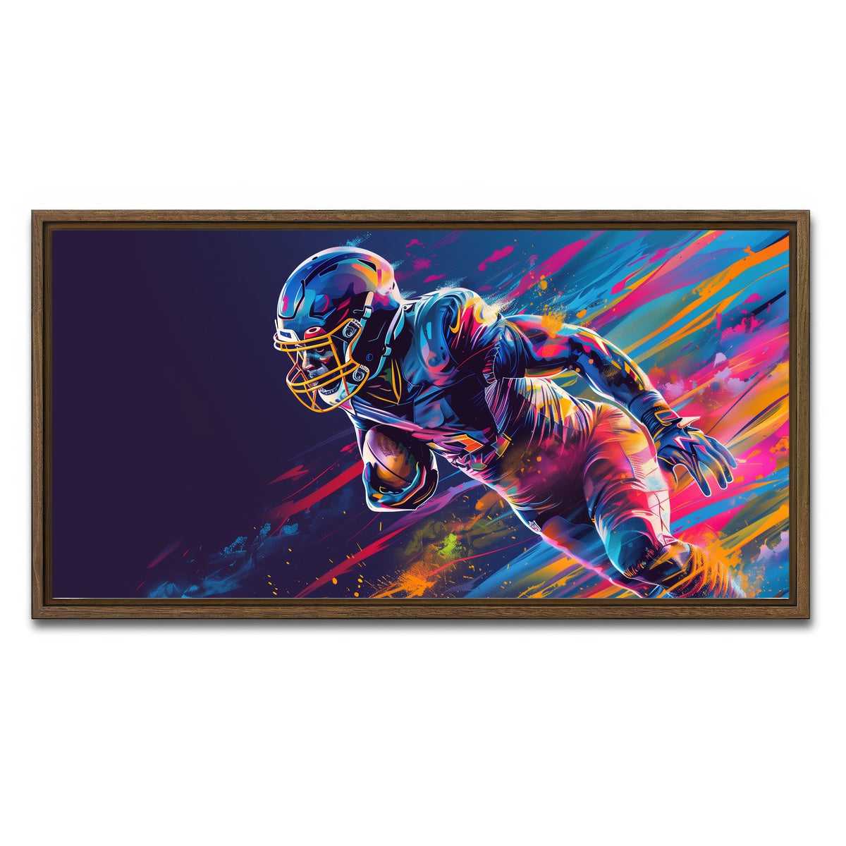 AUTO-MOCKUP WHITE | Running Back Art | 1 Piece | Walnut Framed Canvas | group=2x1