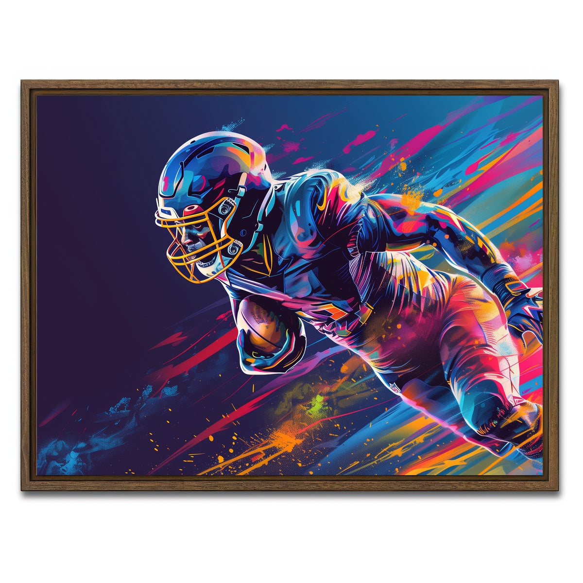 AUTO-MOCKUP WHITE | Running Back Art | 1 Piece | Walnut Framed Canvas | group=4x3