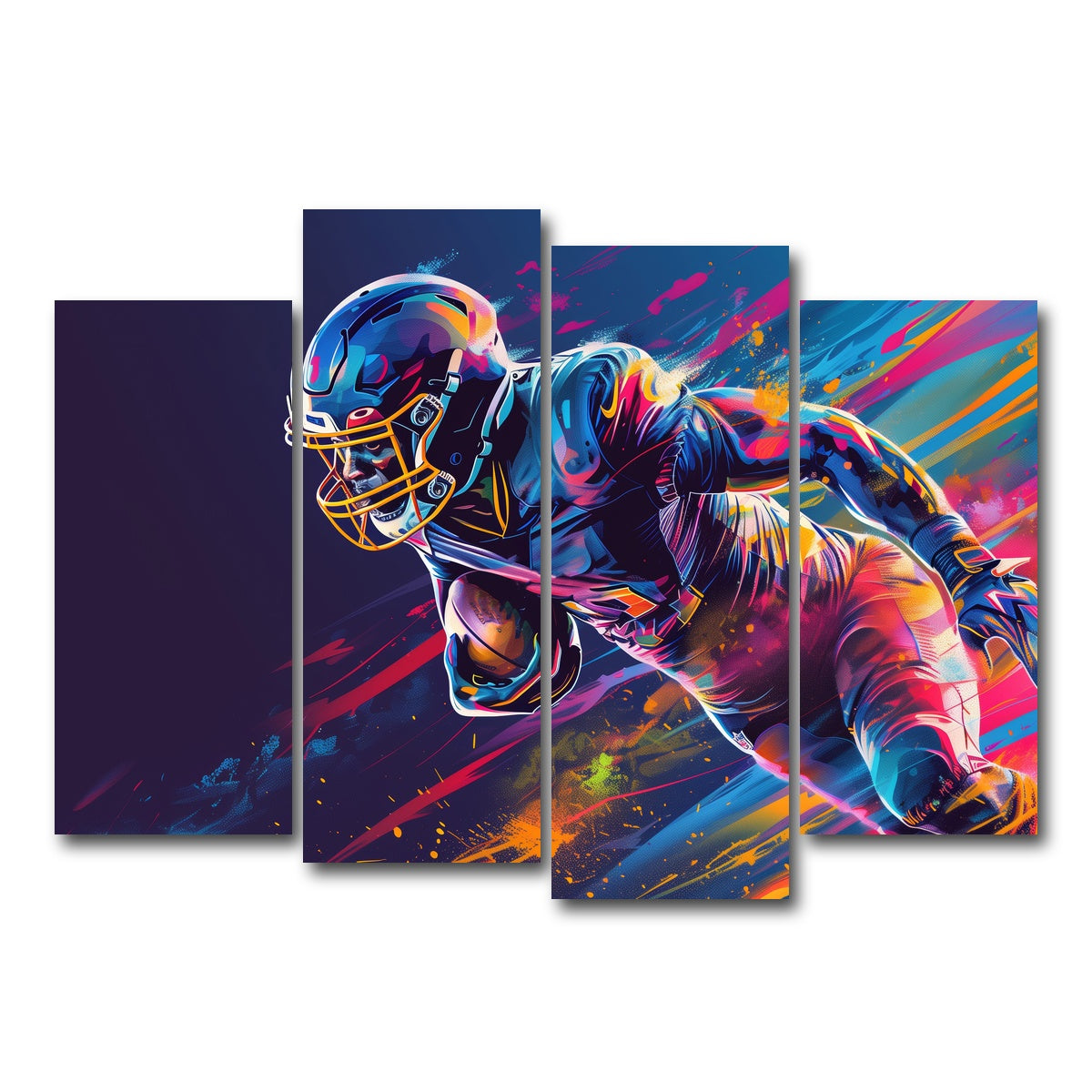 AUTO-MOCKUP WHITE | Running Back Art | 4 Piece | Gallery Wrap Canvas | group=4_normal