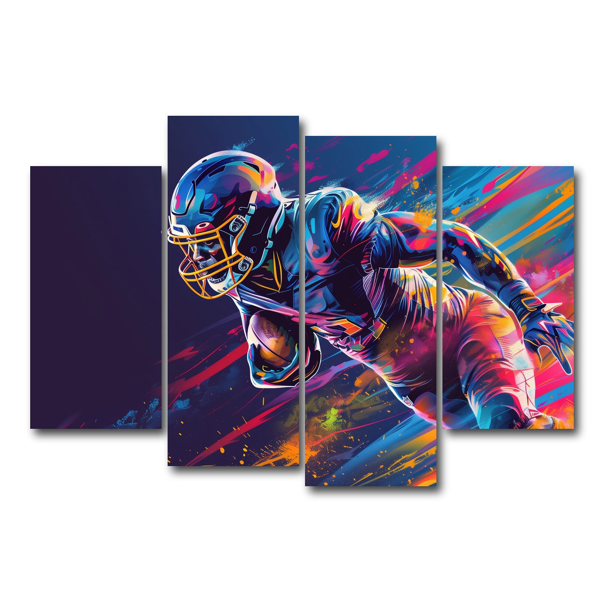 AUTO-MOCKUP WHITE | Running Back Art | 4 Piece | Gallery Wrap Canvas | group=4_short