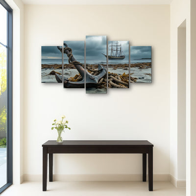 AUTO-MOCKUP ROOM | Rustic anchor on sandy beach