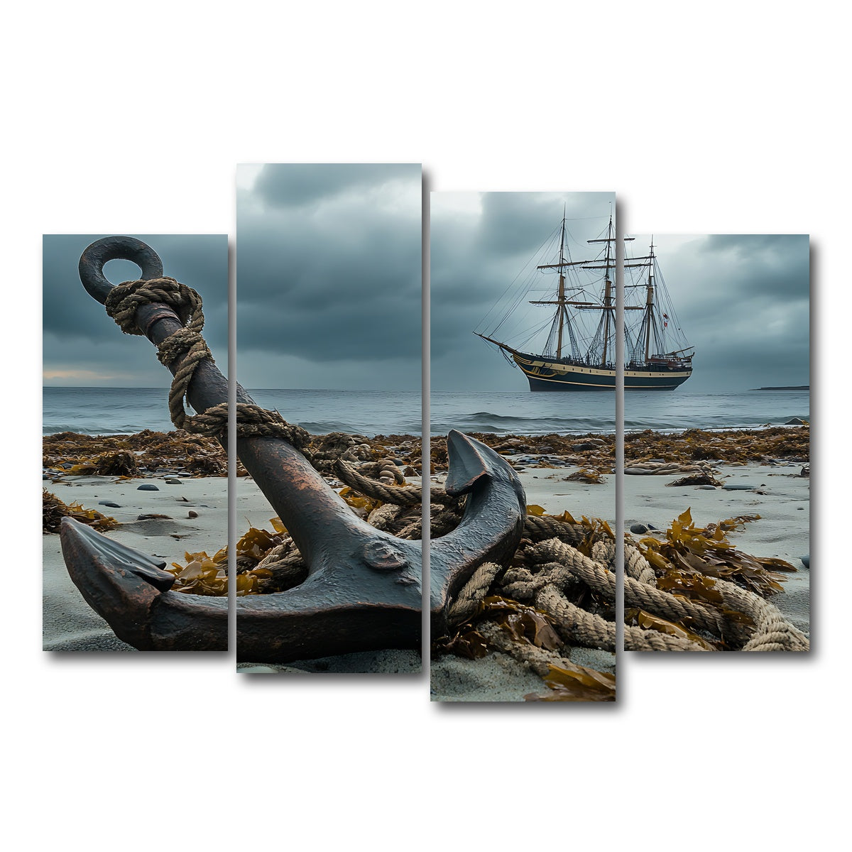 AUTO-MOCKUP WHITE | Rustic anchor on sandy beach | 4 Piece | Gallery Wrap Canvas | group=4_normal