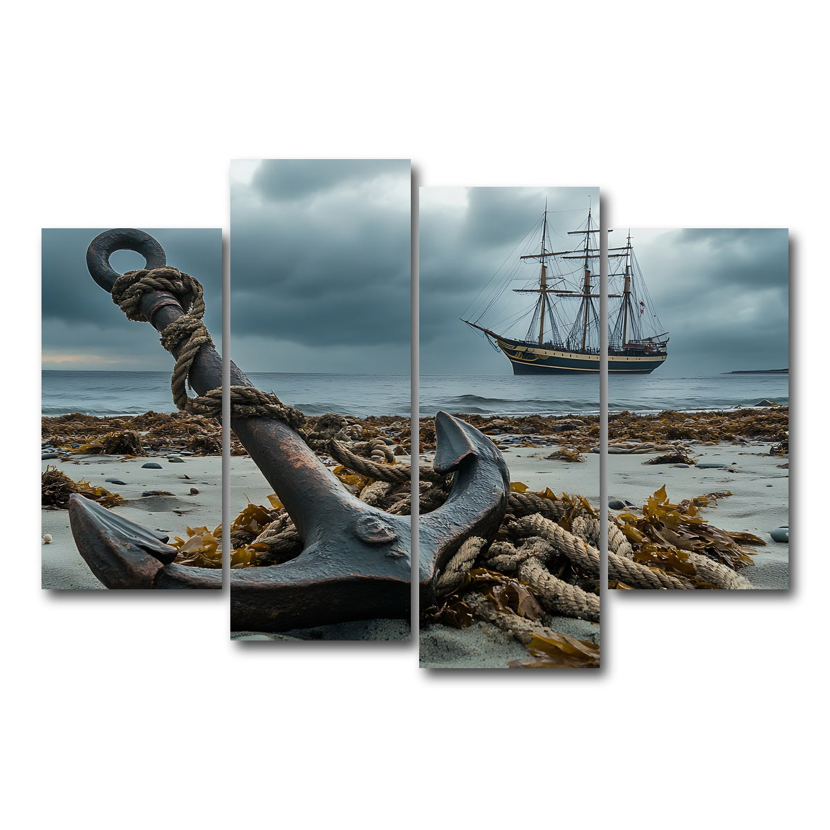 AUTO-MOCKUP WHITE | Rustic anchor on sandy beach | 4 Piece | Gallery Wrap Canvas | group=4_short