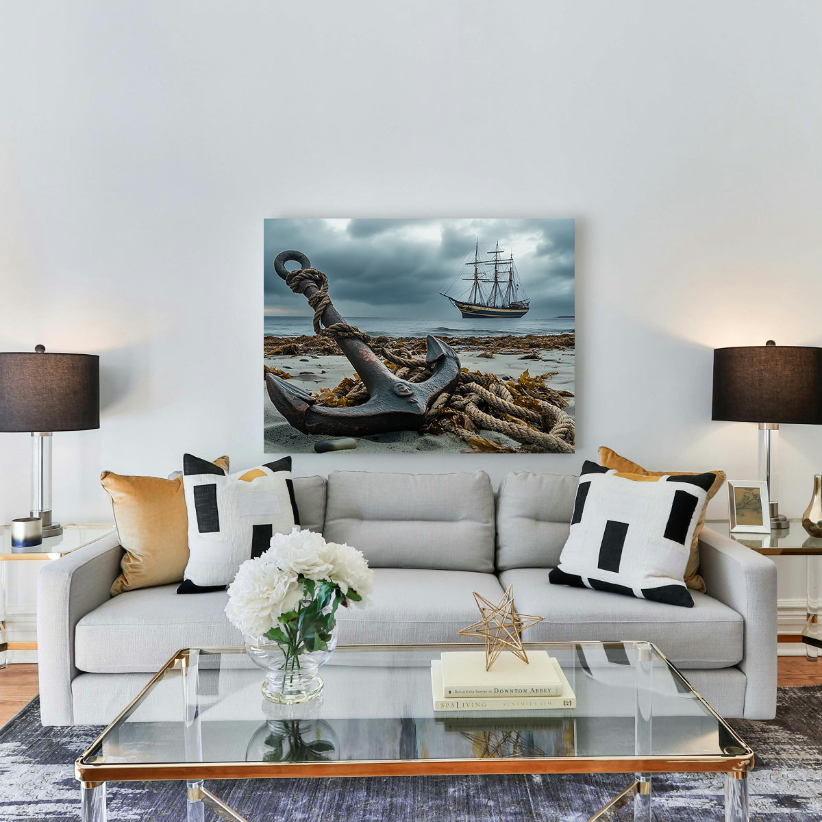 Rustic Anchor on Sandy Beach Wall Art