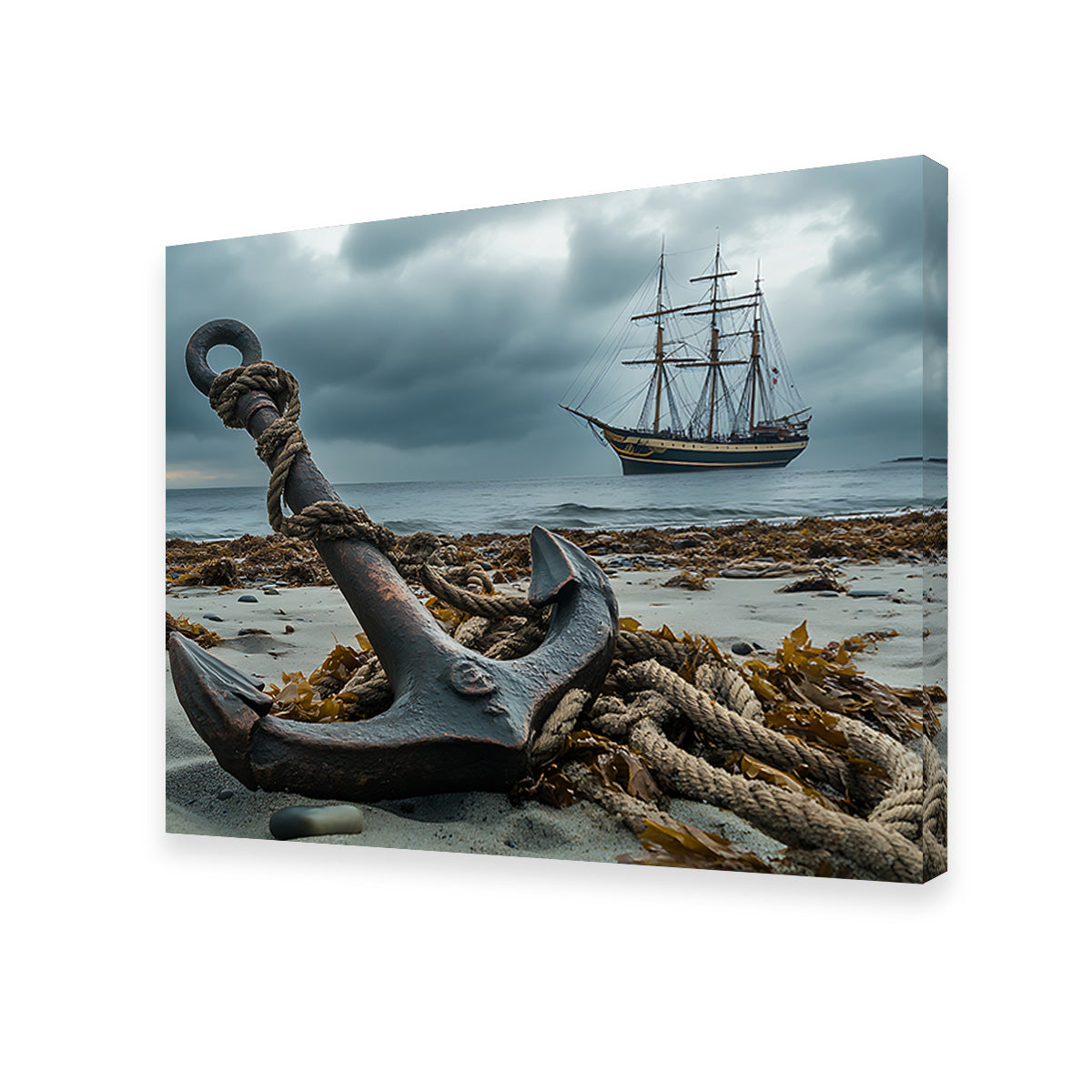 Rustic Anchor on Sandy Beach Wall Art