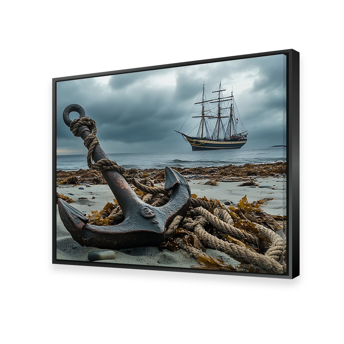 Rustic Anchor on Sandy Beach Wall Art