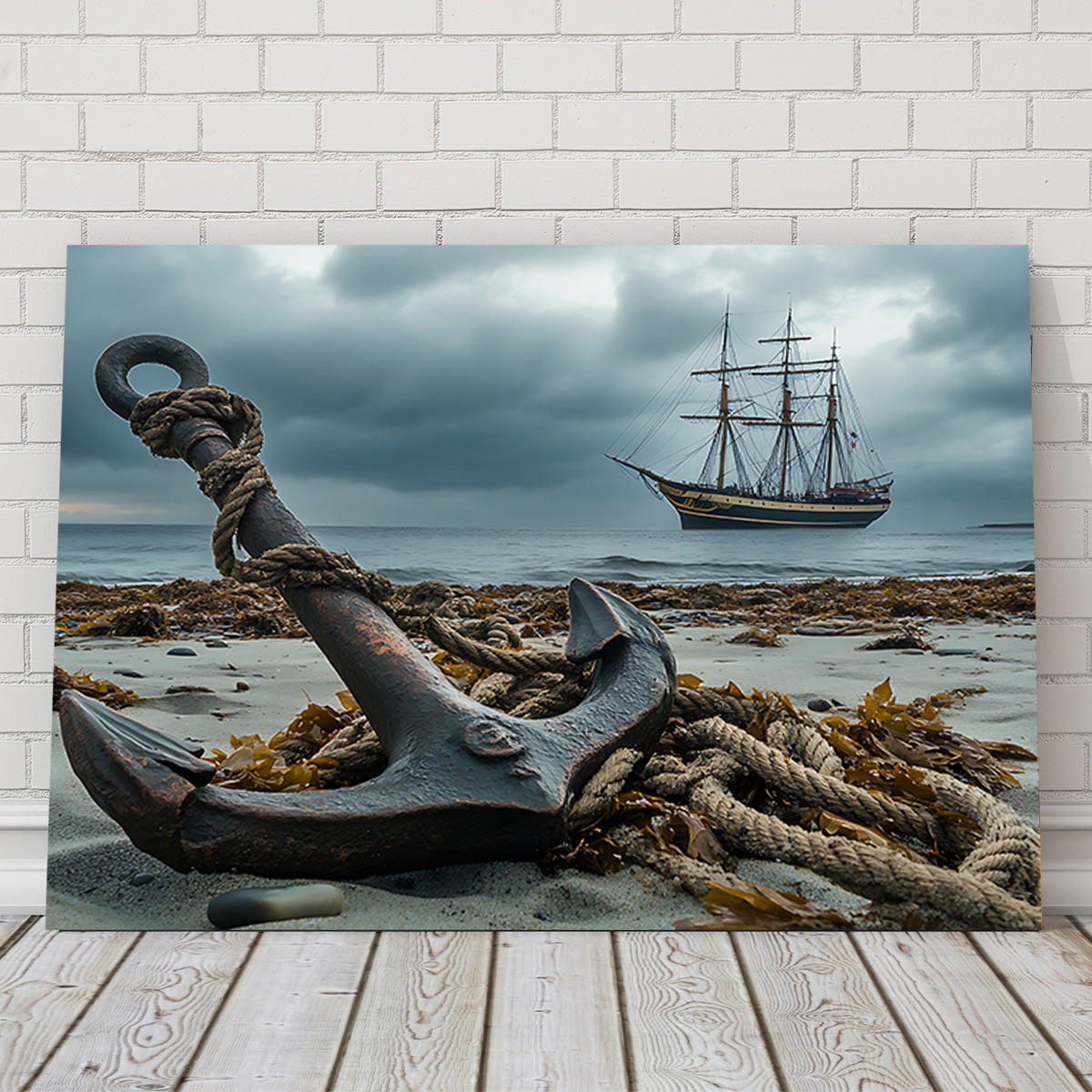 Rustic Anchor on Sandy Beach Wall Art