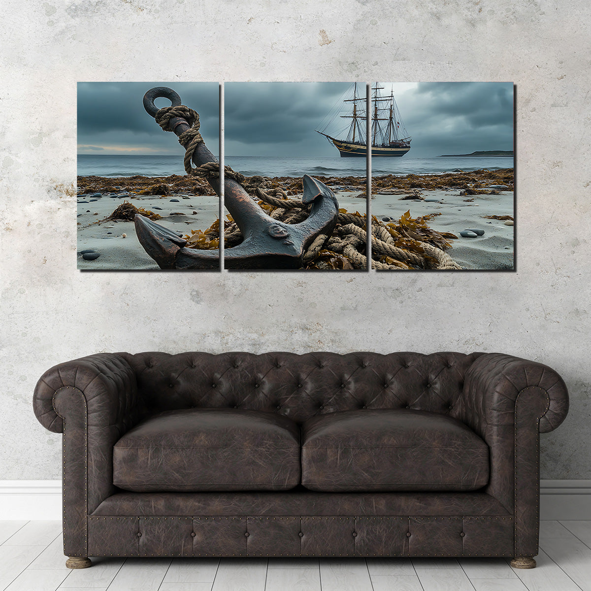 Rustic Anchor on Sandy Beach Wall Art