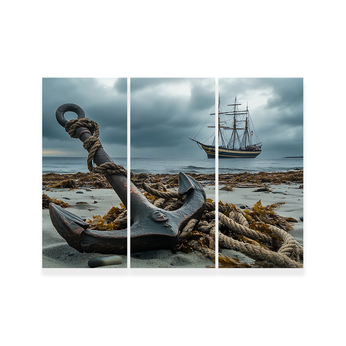 Rustic Anchor on Sandy Beach Wall Art