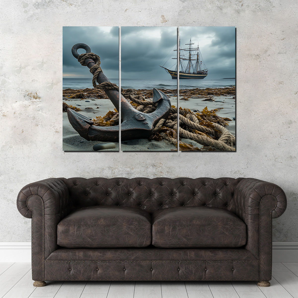 Rustic Anchor on Sandy Beach Wall Art