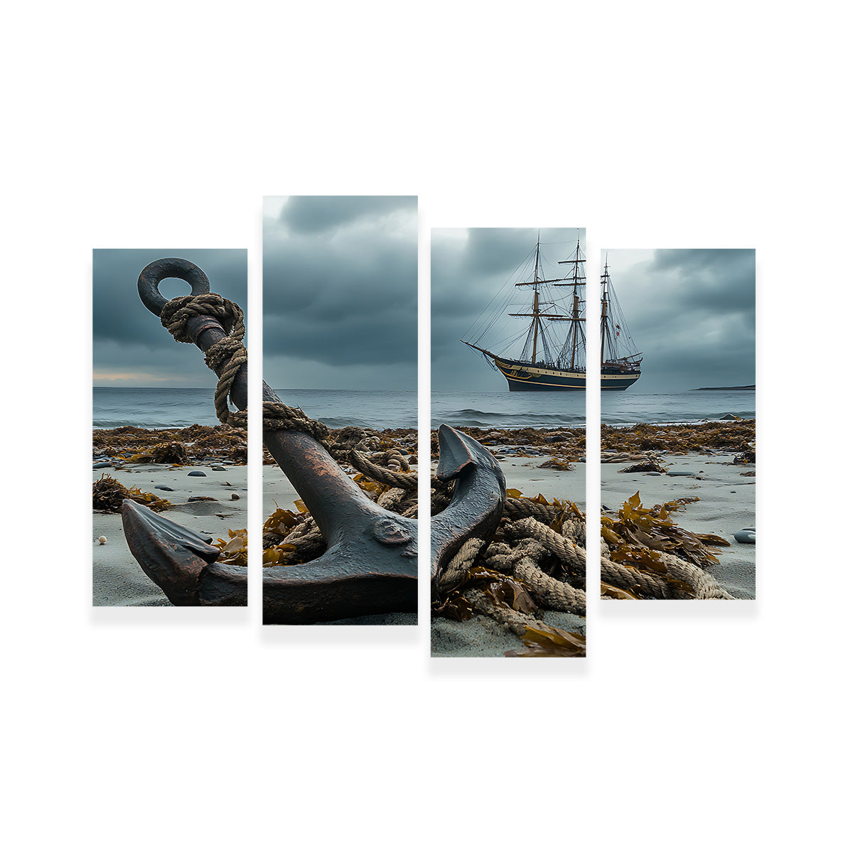 Rustic Anchor on Sandy Beach Wall Art