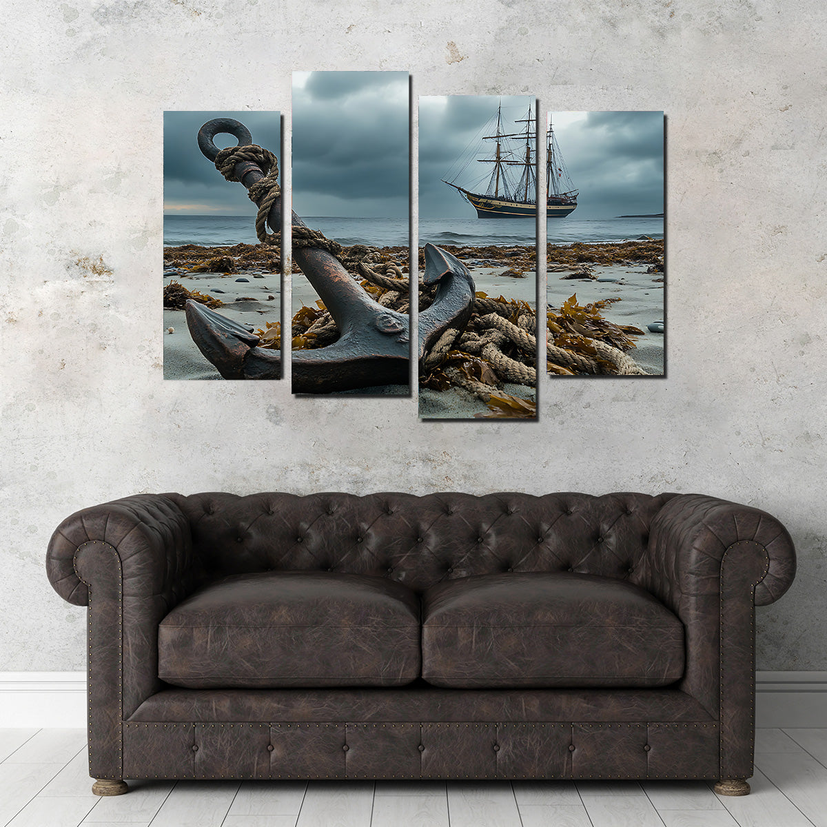 Rustic Anchor on Sandy Beach Wall Art