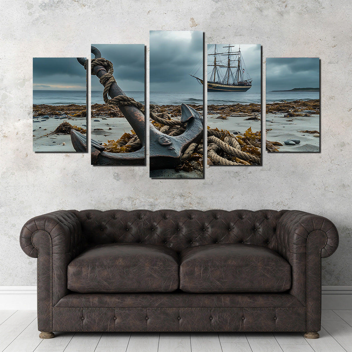 Rustic Anchor on Sandy Beach Wall Art