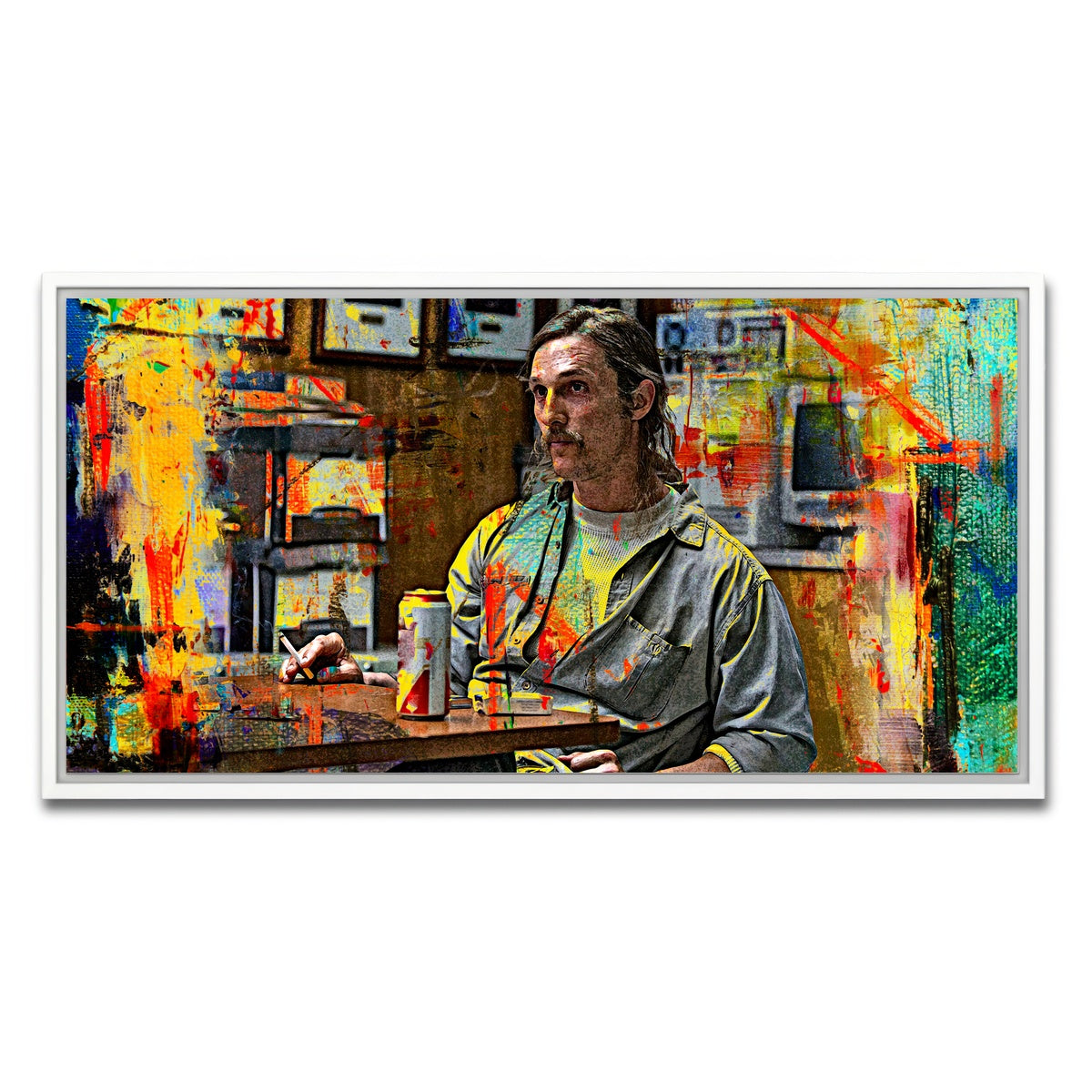 AUTO-MOCKUP WHITE | Rustin Cohle | 1 Piece | White Framed Canvas | group=2x1