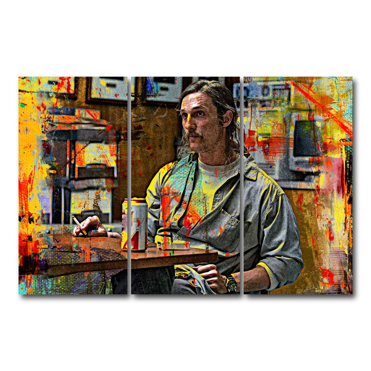 AUTO-MOCKUP WHITE | Rustin Cohle | 3 Piece | Gallery Wrap Canvas | group=12x24