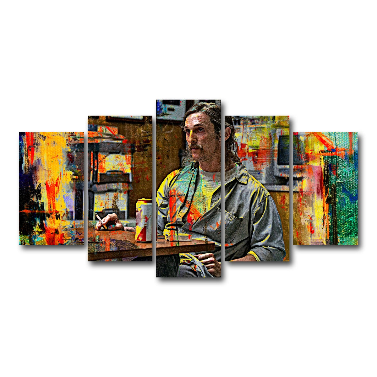 AUTO-MOCKUP WHITE | Rustin Cohle | 5 Piece | Gallery Wrap Canvas | group=5_normal