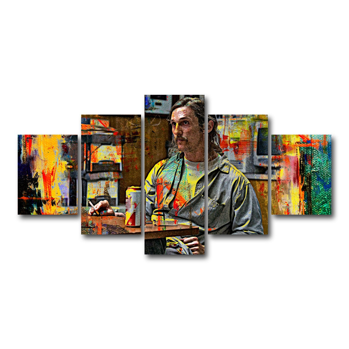 AUTO-MOCKUP WHITE | Rustin Cohle | 5 Piece | Gallery Wrap Canvas | group=5_short