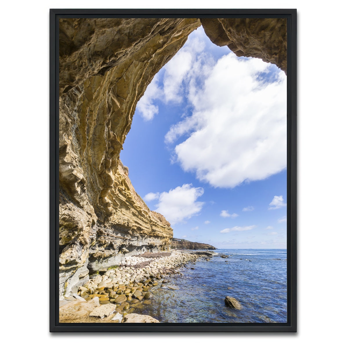 AUTO-MOCKUP WHITE | SAN DIEGO Cliffs | 1 Piece | Black Framed Canvas | group=3x4