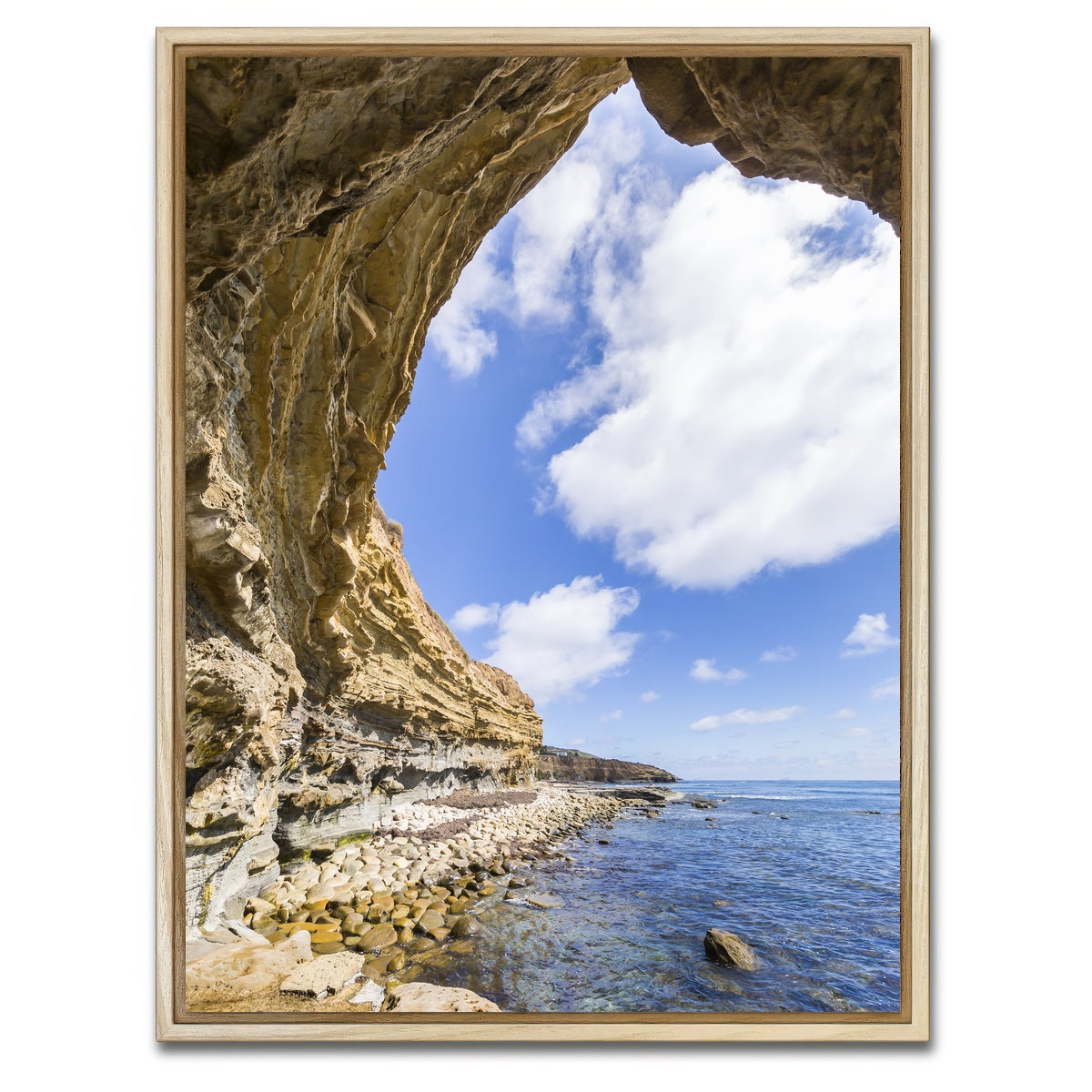 AUTO-MOCKUP WHITE | SAN DIEGO Cliffs | 1 Piece | Natural Framed Canvas | group=3x4