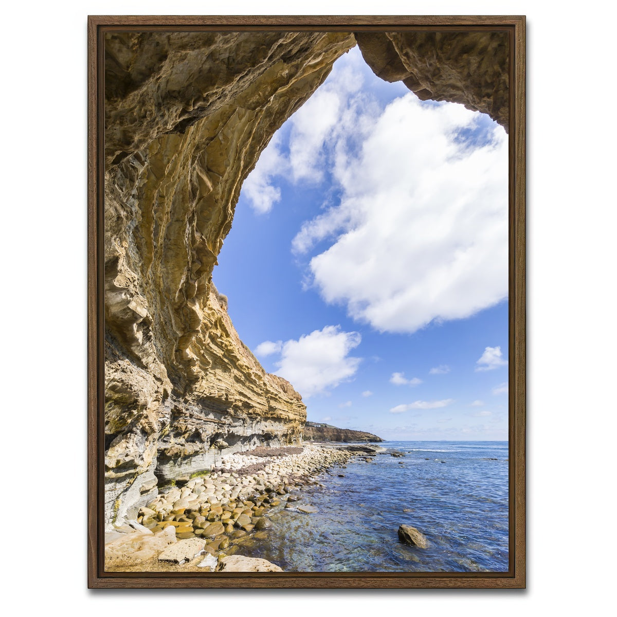 AUTO-MOCKUP WHITE | SAN DIEGO Cliffs | 1 Piece | Walnut Framed Canvas | group=3x4