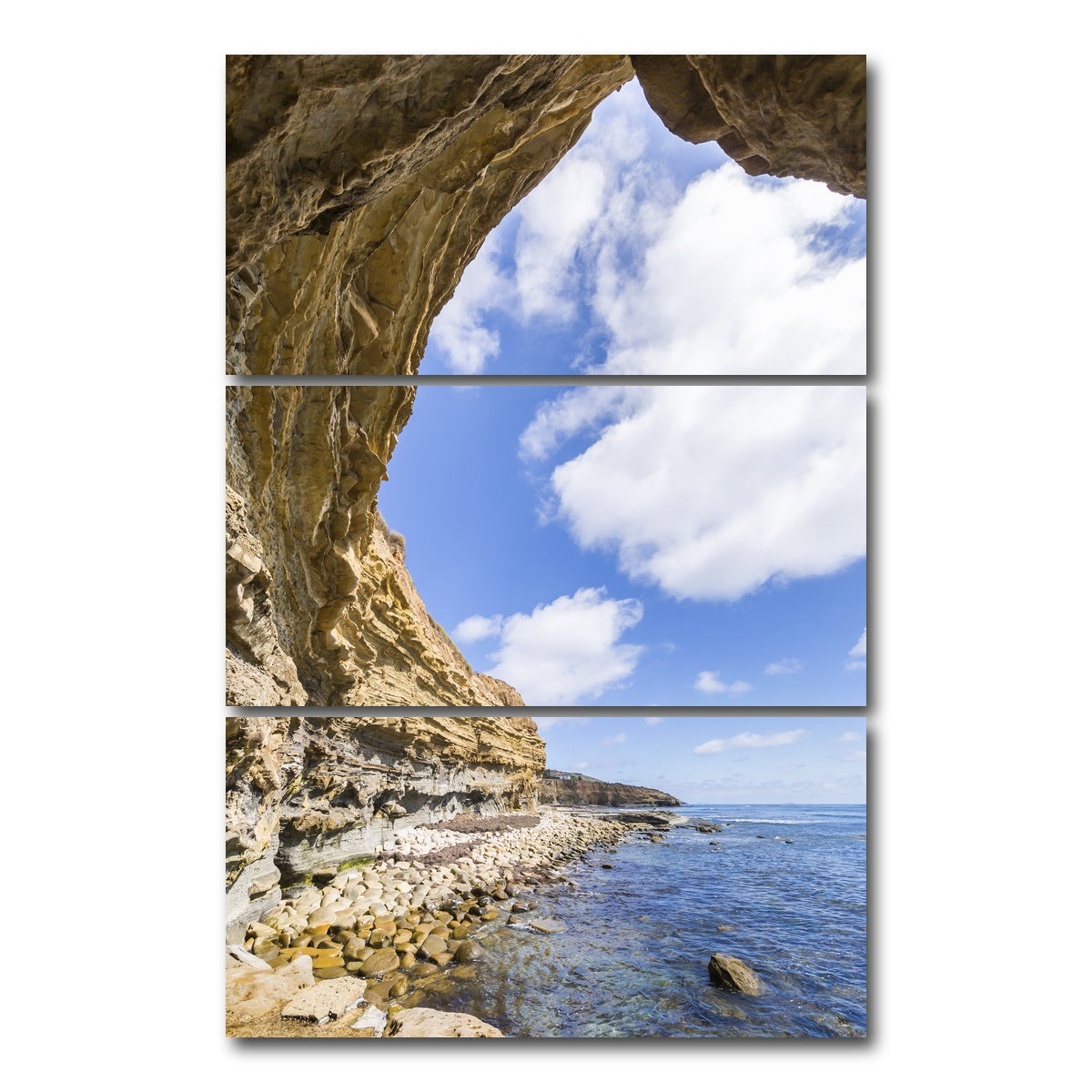 AUTO-MOCKUP WHITE | SAN DIEGO Cliffs | 3 Piece | Gallery Wrap Canvas | group=12x24_stacked