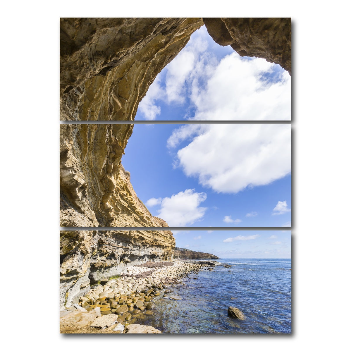 AUTO-MOCKUP WHITE | SAN DIEGO Cliffs | 3 Piece | Gallery Wrap Canvas | group=8x18_stacked