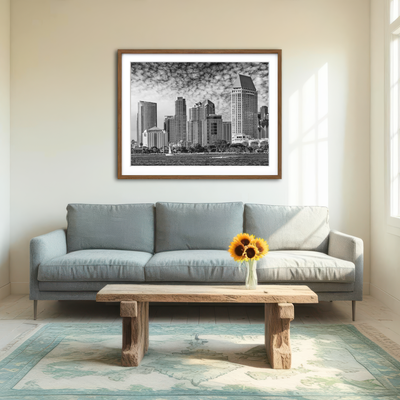 AUTO-MOCKUP ROOM | San Diego Monochrome Skyline Wall Art