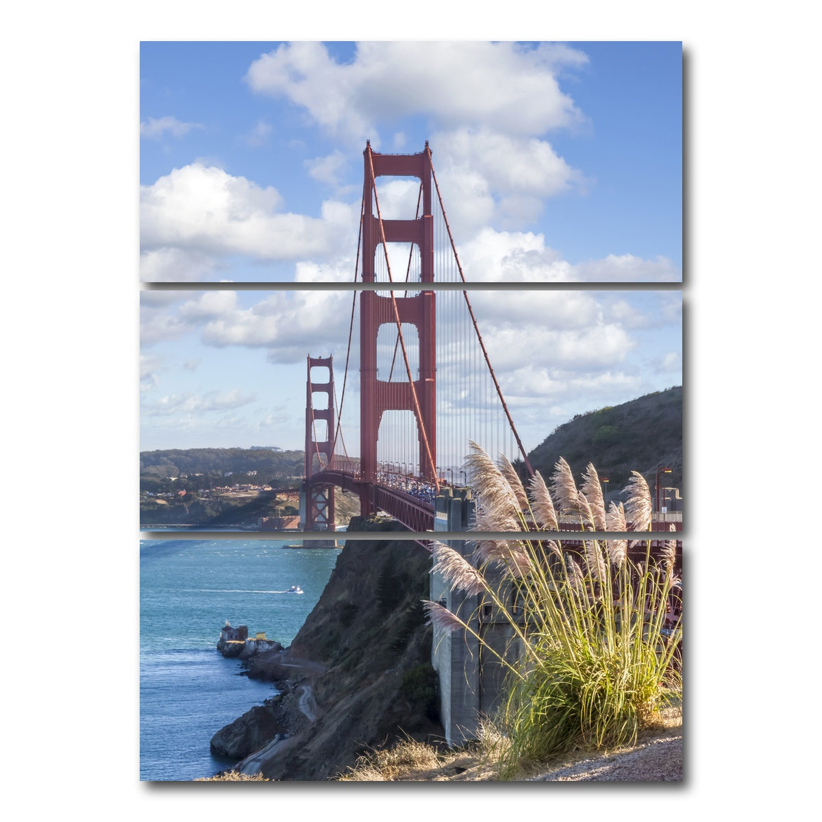 AUTO-MOCKUP WHITE | SAN FRANCISCO Golden Gate Bridge | 3 Piece | Gallery Wrap Canvas | group=8x18_stacked