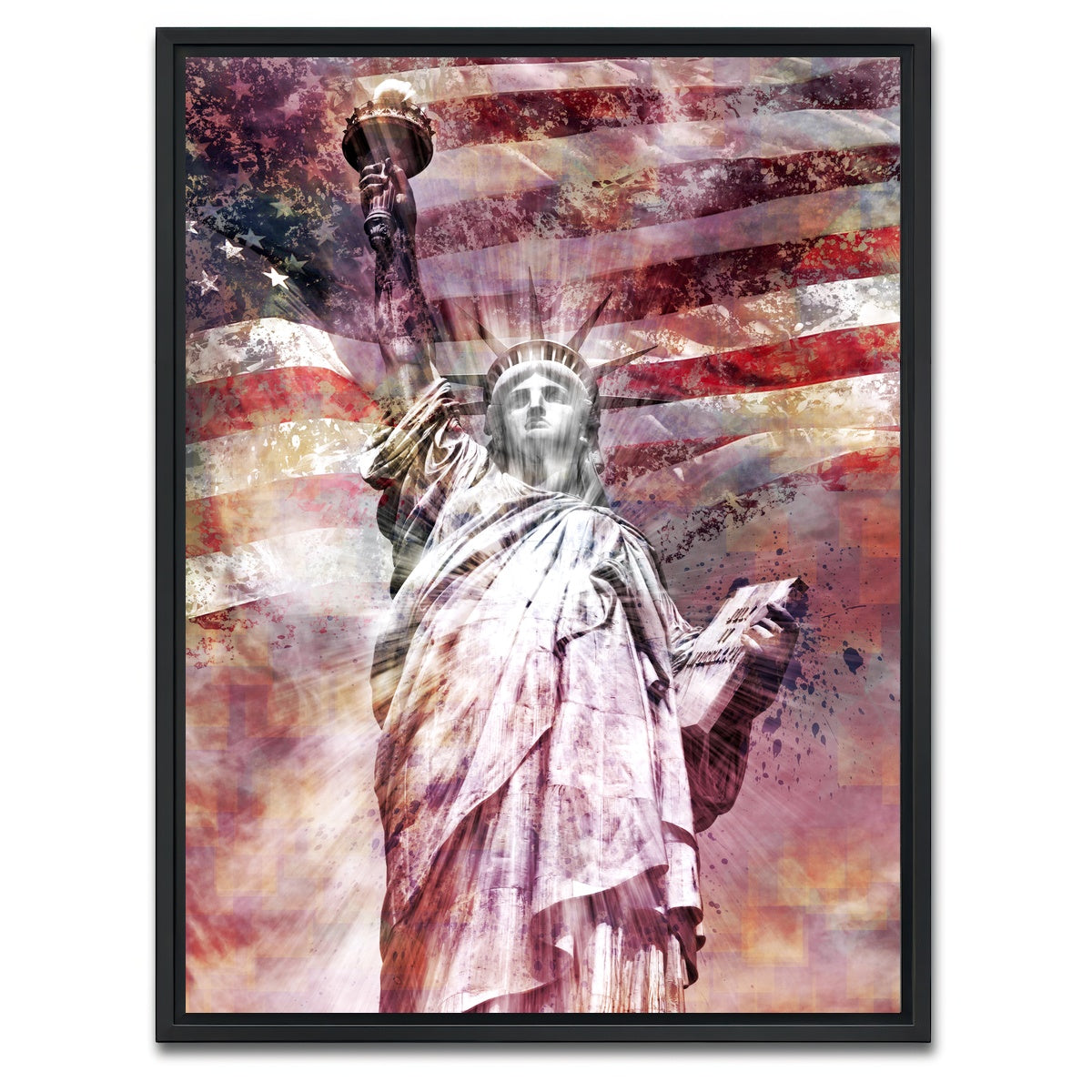 AUTO-MOCKUP WHITE | STATUE OF LIBERTY - Red | 1 Piece | Black Framed Canvas | group=3x4