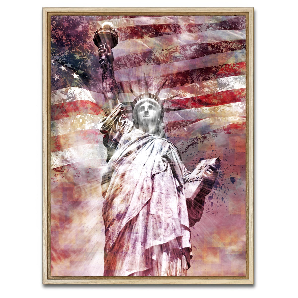 AUTO-MOCKUP WHITE | STATUE OF LIBERTY - Red | 1 Piece | Natural Framed Canvas | group=3x4