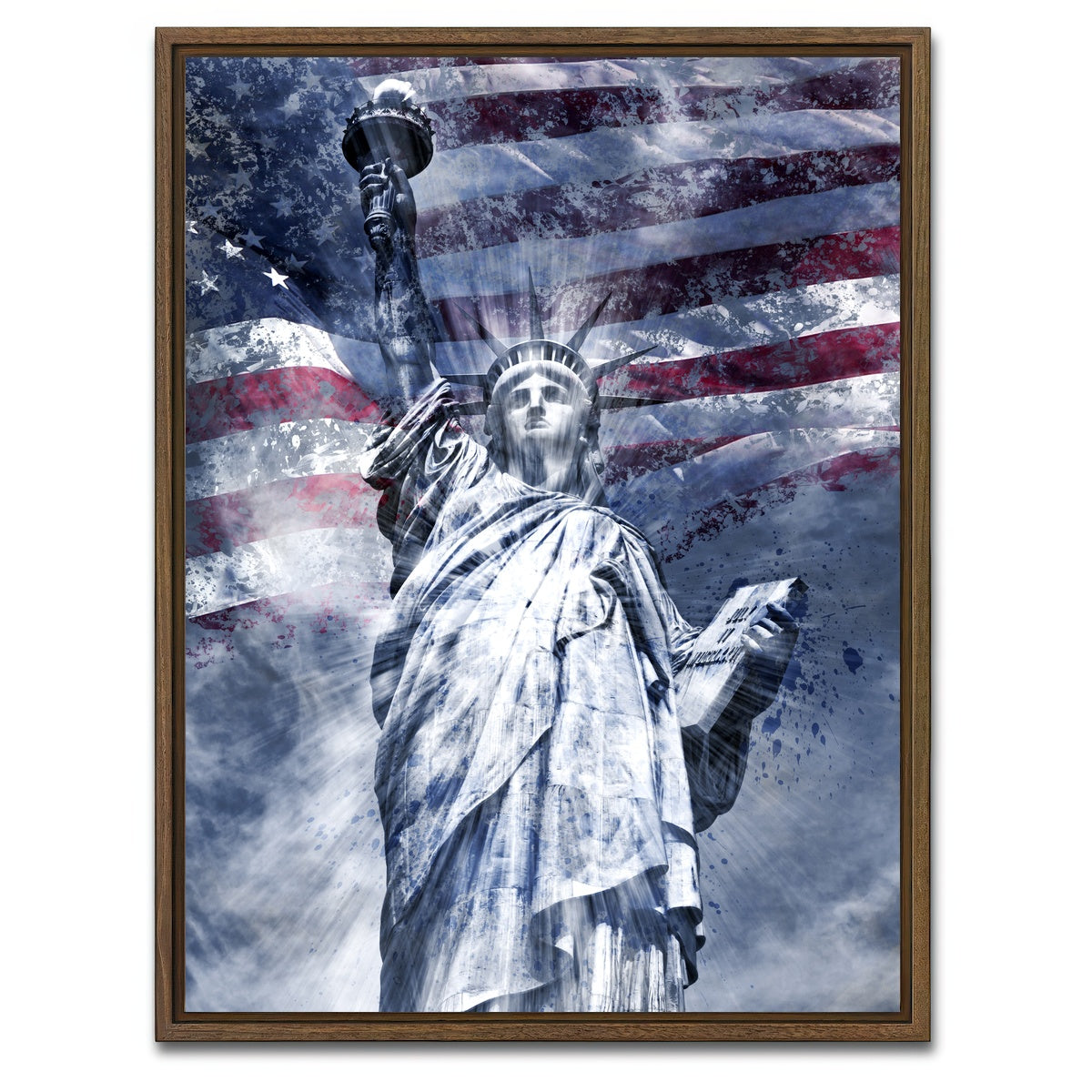 AUTO-MOCKUP WHITE | STATUE OF LIBERTY NYC | 1 Piece | Walnut Framed Canvas | group=3x4