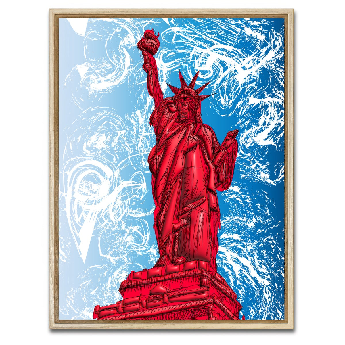 AUTO-MOCKUP WHITE | STATUE OF LIBERTY Red | 1 Piece | Natural Framed Canvas | group=3x4