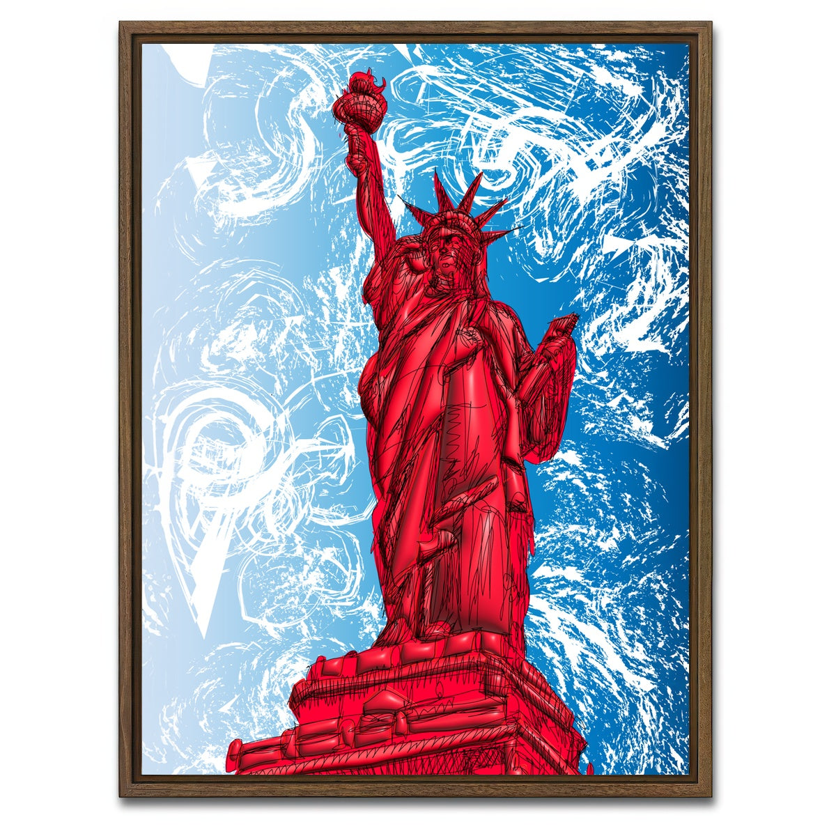 AUTO-MOCKUP WHITE | STATUE OF LIBERTY Red | 1 Piece | Walnut Framed Canvas | group=3x4