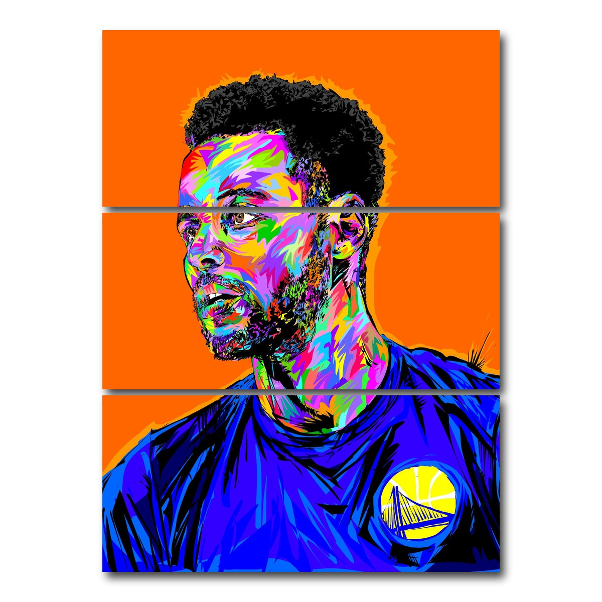 AUTO-MOCKUP WHITE | STEPH CURRY | 3 Piece | Gallery Wrap Canvas | group=8x18_stacked