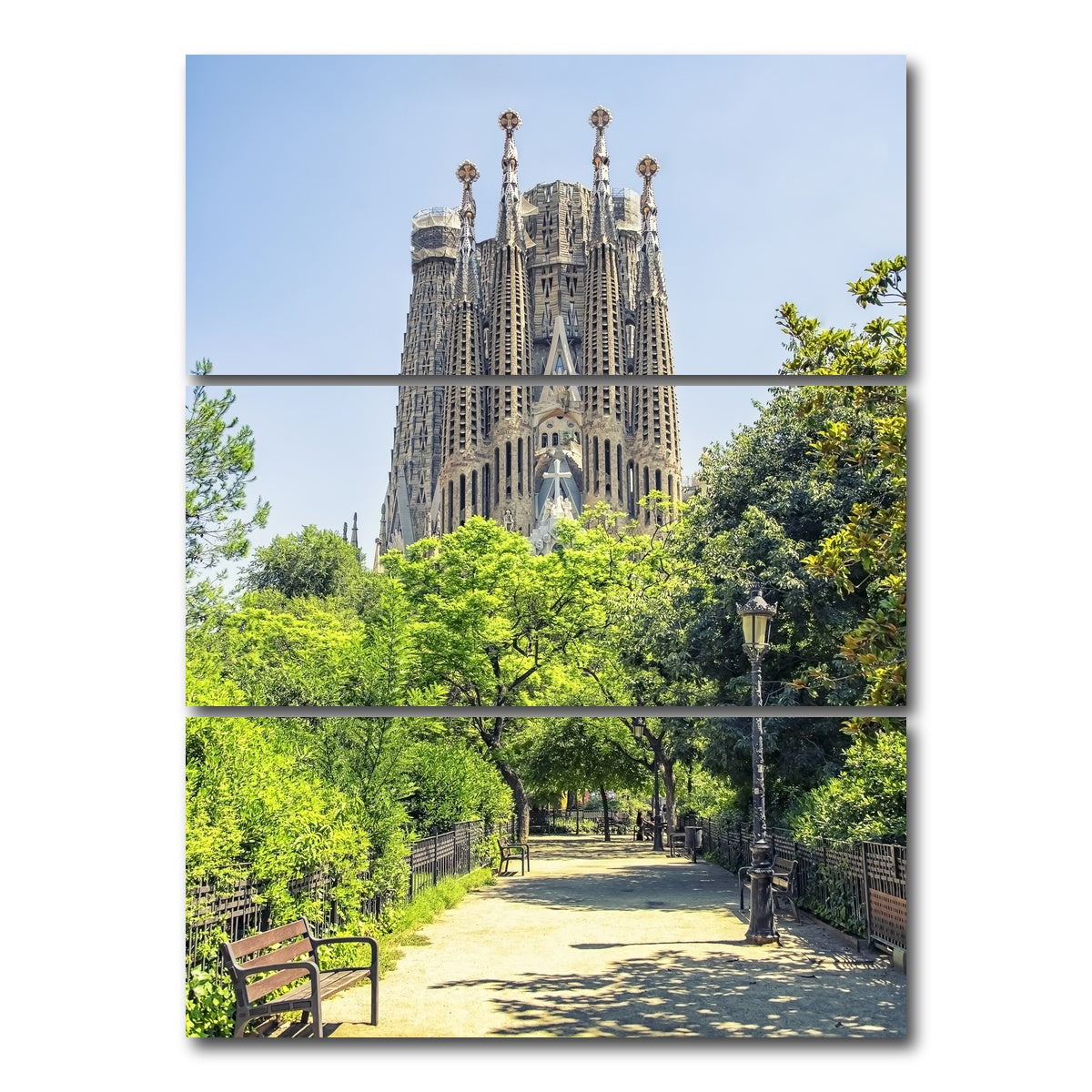AUTO-MOCKUP WHITE | Sagrada Familia | 3 Piece | Gallery Wrap Canvas | group=8x18_stacked