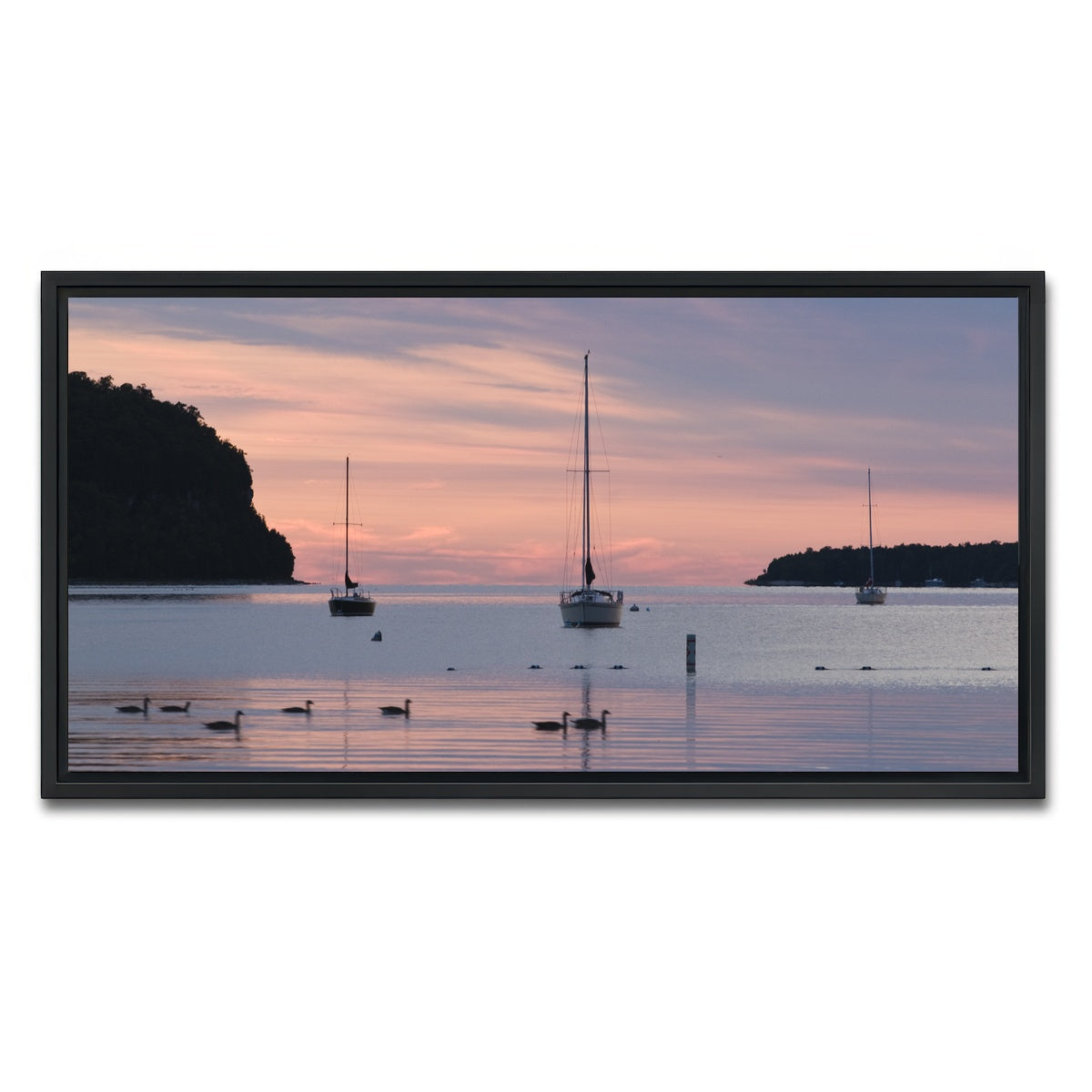 AUTO-MOCKUP WHITE | Sailboats at sunset Door County | 1 Piece | Black Framed Canvas | group=2x1