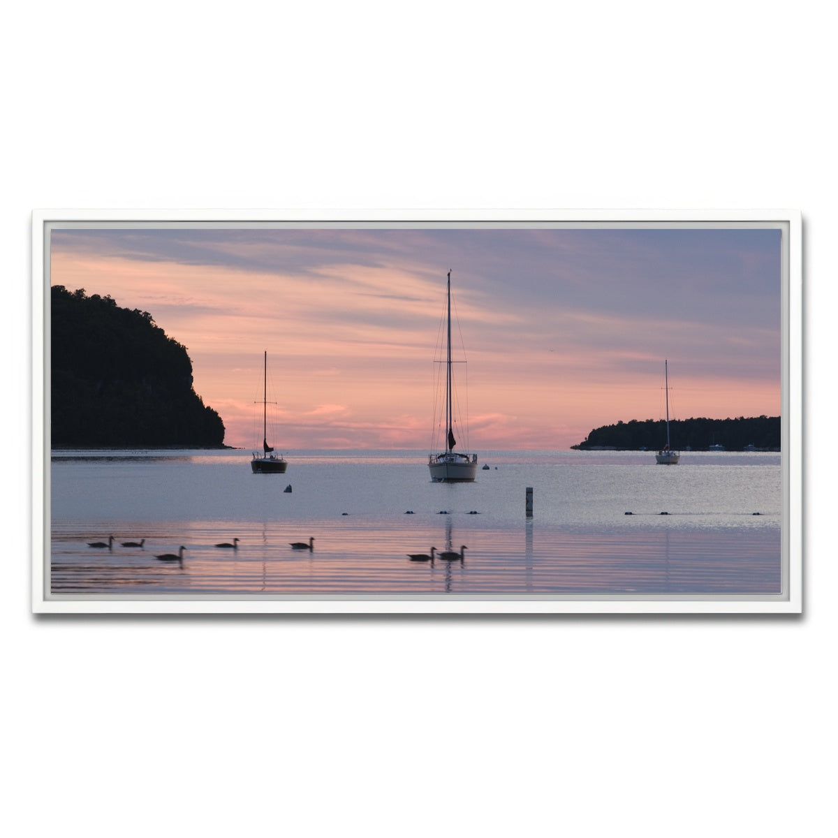 AUTO-MOCKUP WHITE | Sailboats at sunset Door County | 1 Piece | White Framed Canvas | group=2x1